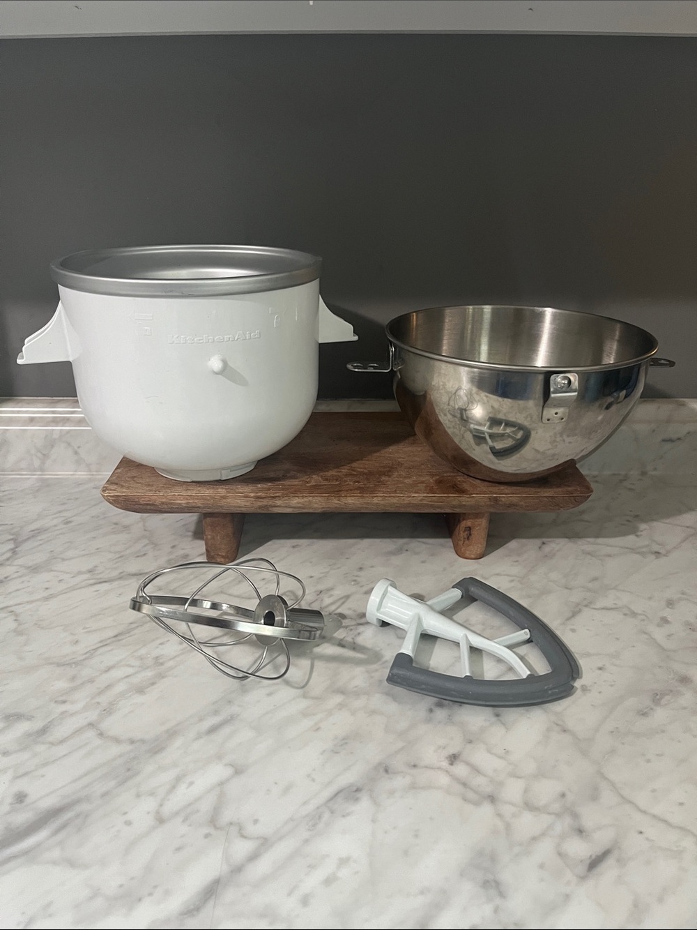 KitchenAid Ice Cream Maker Attachment + Whisk & Paddle (Tilt-Head 4.5–5 Qt)